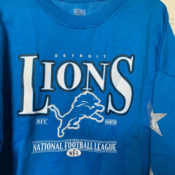 Detroit Lions Blue Embellished Sleeve Gameday Couture Sweatshirt NWT 🌴 - Picture 4 of 13